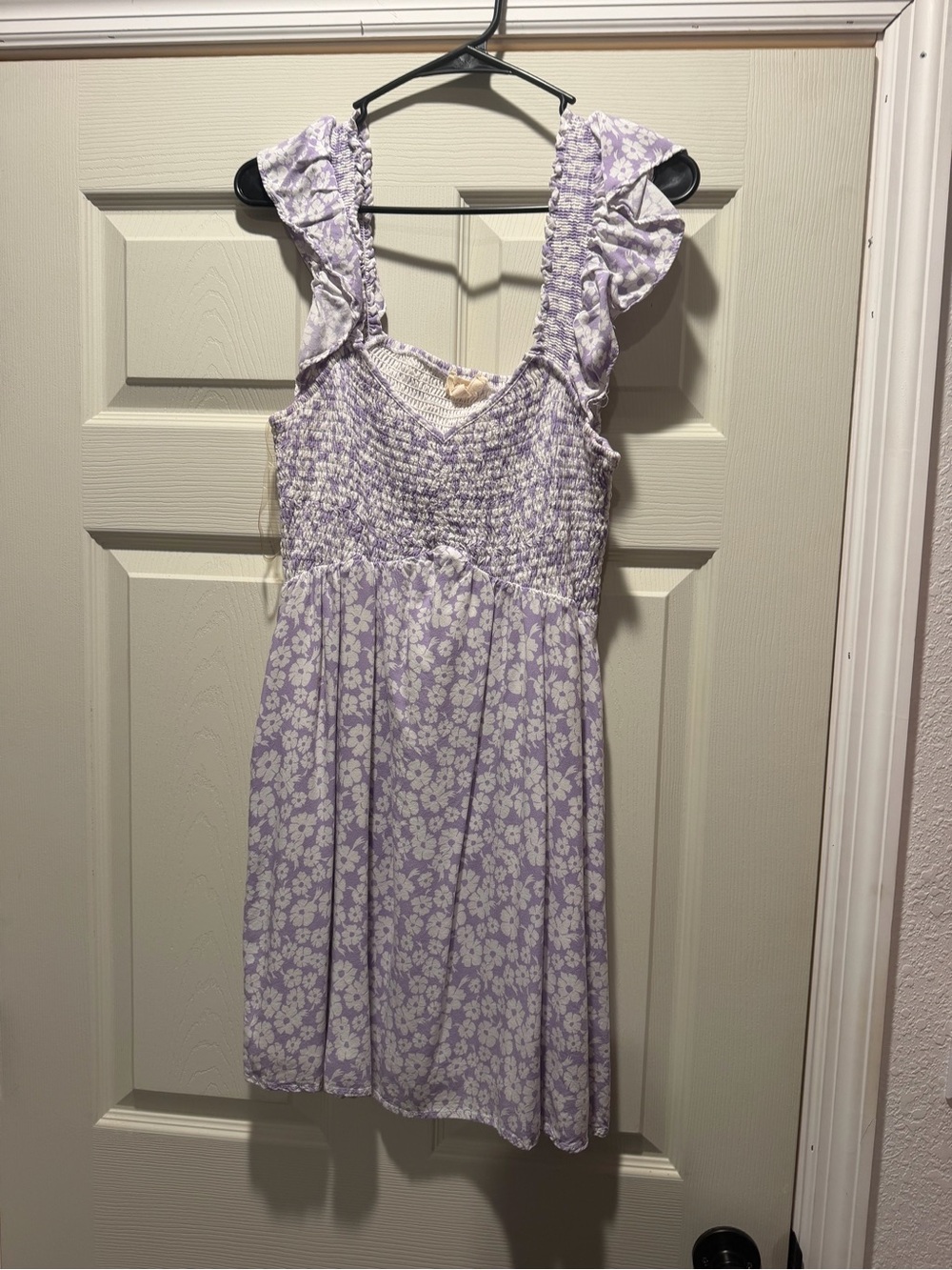Listicle Lavender Floral Smocked Mini Dress
